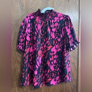 SHEIN 2X short puff sleeve mock neck blouse